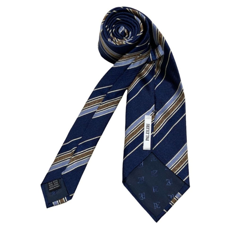 PAL ZILERI Blue Striped Silk Tie ITALY 60" / 3.5" EC - Picture 1 of 4